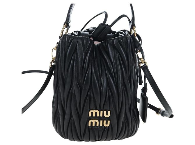Borsa a spalla Miu Miu Matelassé in pelle 2way Nero Oro Auth 205997M D'oro - vista 13