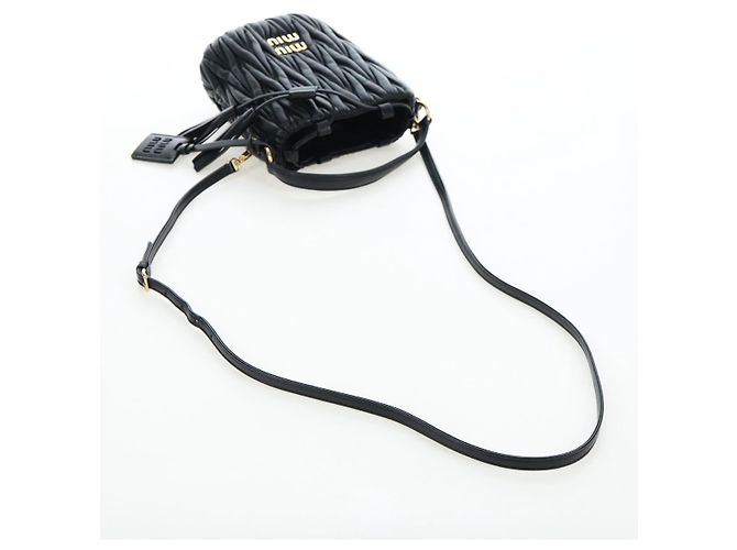 Borsa a spalla Miu Miu Matelassé in pelle 2way Nero Oro Auth 205997M D'oro - vista 8