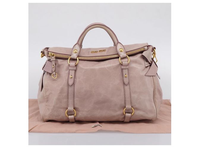 Borsa a Mano Miu Miu Vitellolux 2way Pink Gold Auth 206251M Rosa D'oro - vista 12