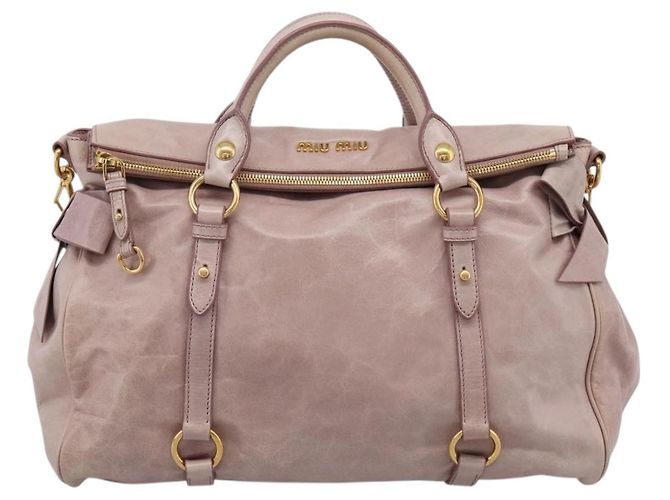 Borsa a Mano Miu Miu Vitellolux 2way Pink Gold Auth 206251M Rosa D'oro - vista 13