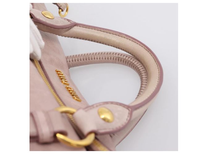 Borsa a Mano Miu Miu Vitellolux 2way Pink Gold Auth 206251M Rosa D'oro - vista 14
