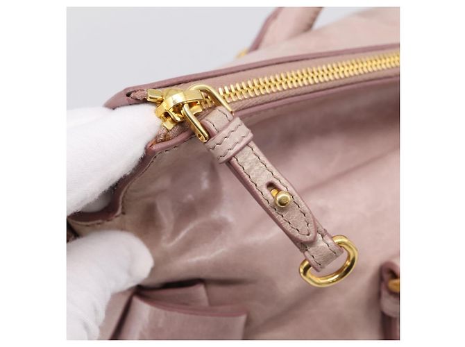 Borsa a Mano Miu Miu Vitellolux 2way Pink Gold Auth 206251M Rosa D'oro - vista 20