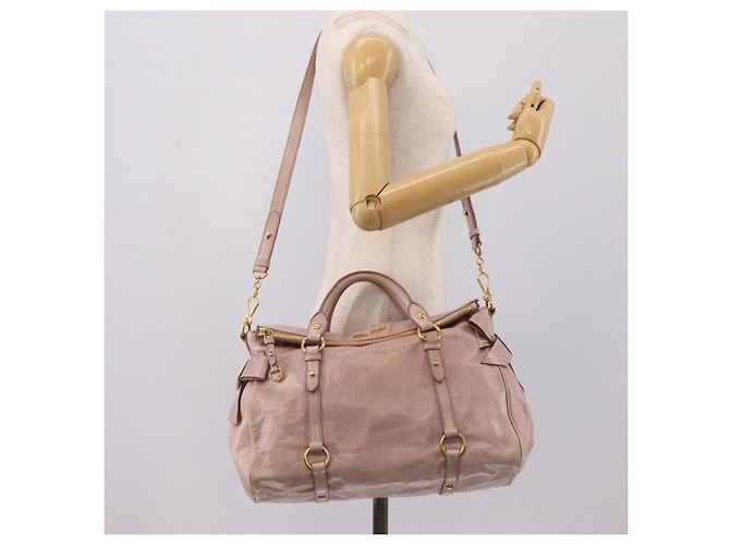 Borsa a Mano Miu Miu Vitellolux 2way Pink Gold Auth 206251M Rosa D'oro - vista 26