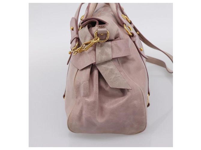 Borsa a Mano Miu Miu Vitellolux 2way Pink Gold Auth 206251M Rosa D'oro - vista 4