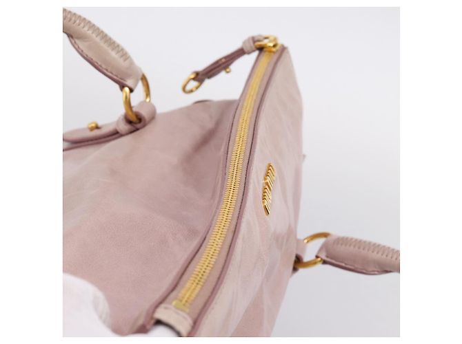 Borsa a Mano Miu Miu Vitellolux 2way Pink Gold Auth 206251M Rosa D'oro - vista 6