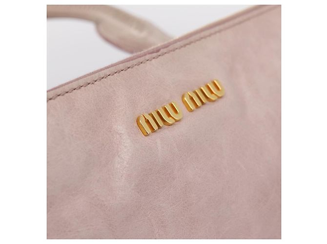 Borsa a Mano Miu Miu Vitellolux 2way Pink Gold Auth 206251M Rosa D'oro - vista 7