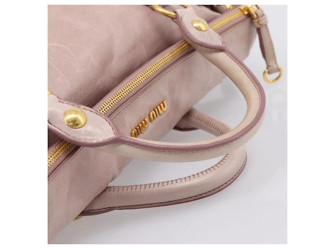 Borsa a Mano Miu Miu Vitellolux 2way Pink Gold Auth 206251M Rosa D'oro - vista 8