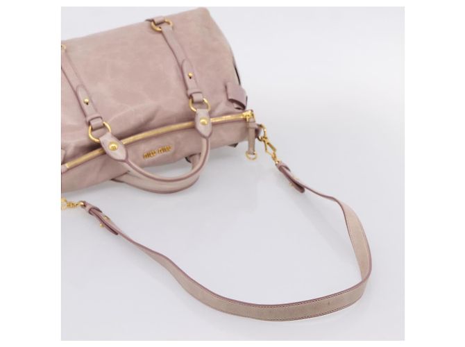 Borsa a Mano Miu Miu Vitellolux 2way Pink Gold Auth 206251M Rosa D'oro - vista 9
