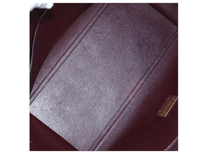 Céline Borsa a mano CELINE Trapeze in pelle 2way Bordeaux Gold Auth 202503A D'oro Bordò - vista 10