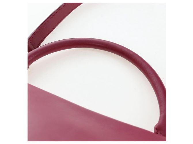 Céline Borsa a mano CELINE Trapeze in pelle 2way Bordeaux Gold Auth 202503A D'oro Bordò - vista 14