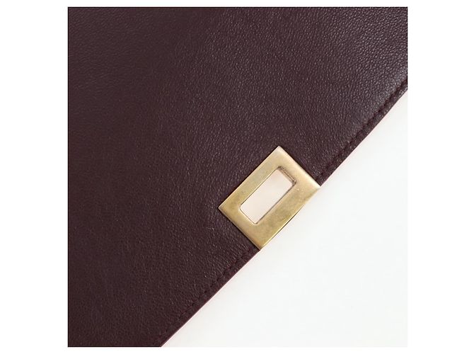 Céline Borsa a mano CELINE Trapeze in pelle 2way Bordeaux Gold Auth 202503A D'oro Bordò - vista 23