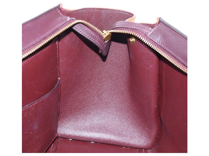Céline Borsa a mano CELINE Trapeze in pelle 2way Bordeaux Gold Auth 202503A D'oro Bordò - vista 27