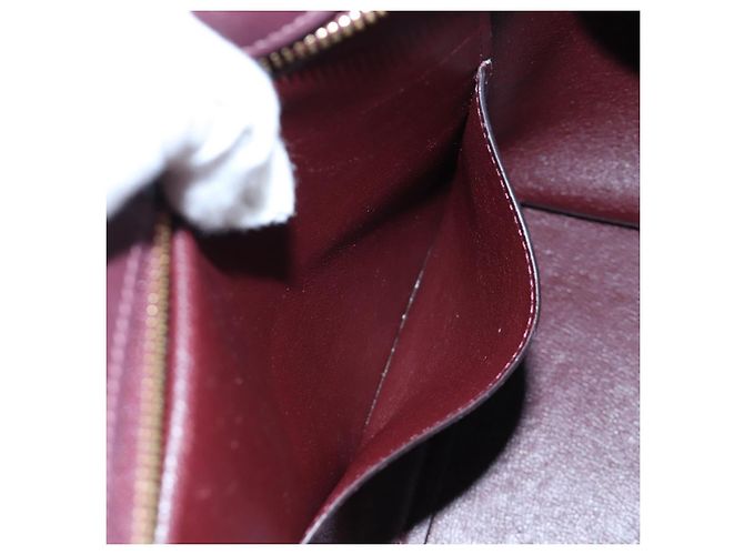 Céline Borsa a mano CELINE Trapeze in pelle 2way Bordeaux Gold Auth 202503A D'oro Bordò - vista 30