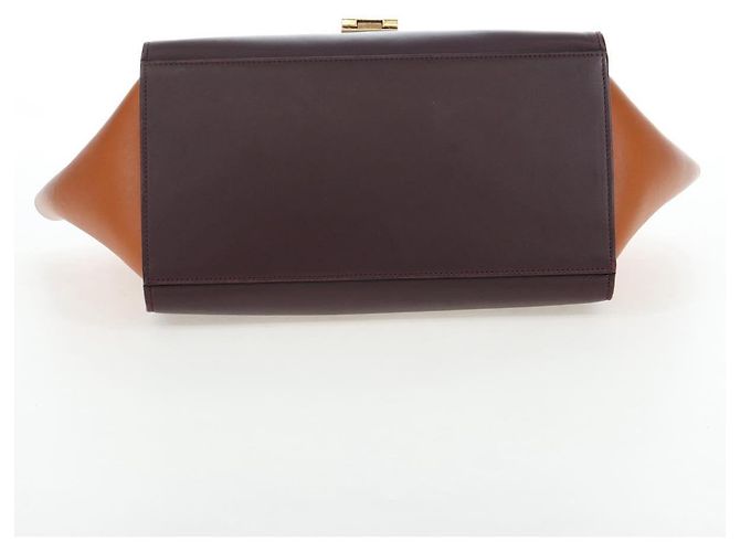 Céline Borsa a mano CELINE Trapeze in pelle 2way Bordeaux Gold Auth 202503A D'oro Bordò - vista 5