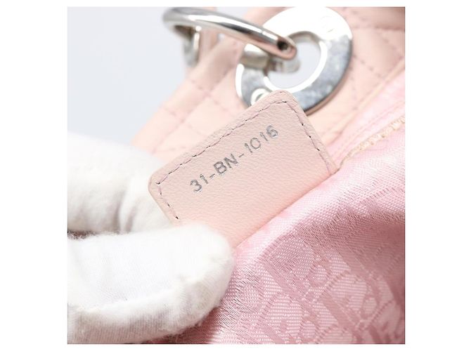 Borsa a mano Christian Dior Lady Dior in pelle rosa argento Auth ep16226 - vista 12