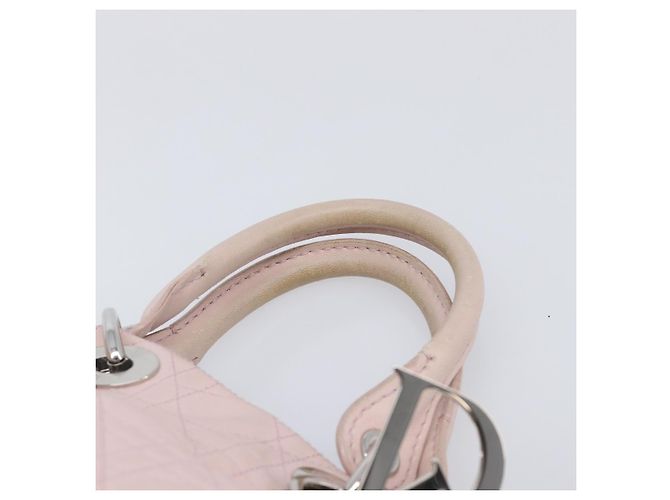 Borsa a mano Christian Dior Lady Dior in pelle rosa argento Auth ep16226 - vista 14