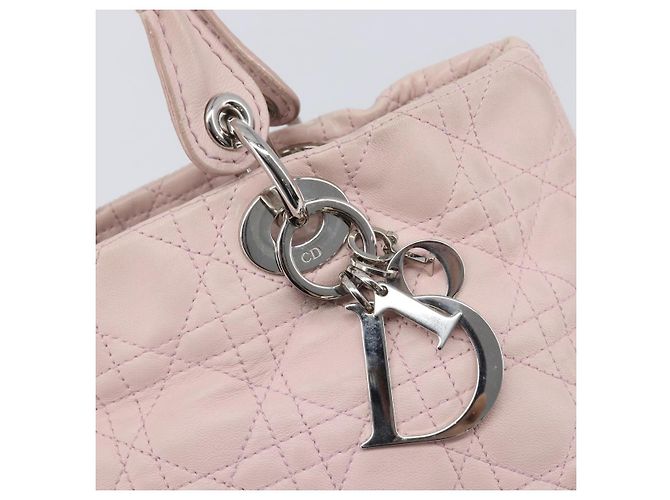 Borsa a mano Christian Dior Lady Dior in pelle rosa argento Auth ep16226 - vista 19