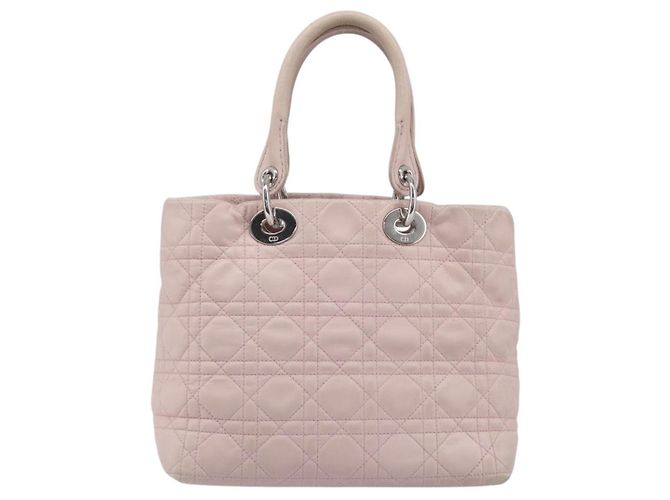 Borsa a mano Christian Dior Lady Dior in pelle rosa argento Auth ep16226 - vista 2