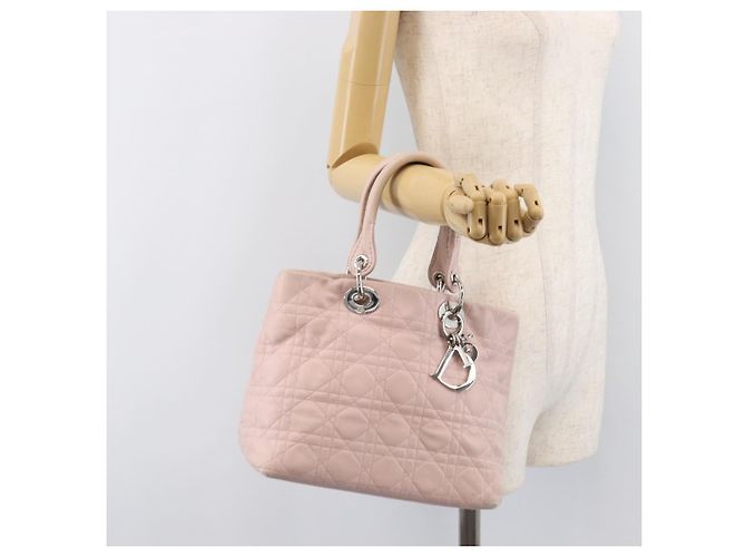 Borsa a mano Christian Dior Lady Dior in pelle rosa argento Auth ep16226 - vista 25