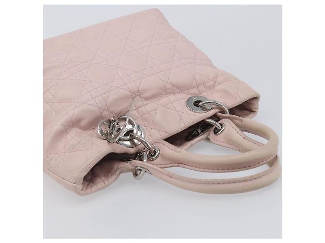 Borsa a mano Christian Dior Lady Dior in pelle rosa argento Auth ep16226 - vista 6