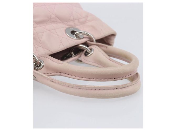 Borsa a mano Christian Dior Lady Dior in pelle rosa argento Auth ep16226 - vista 7