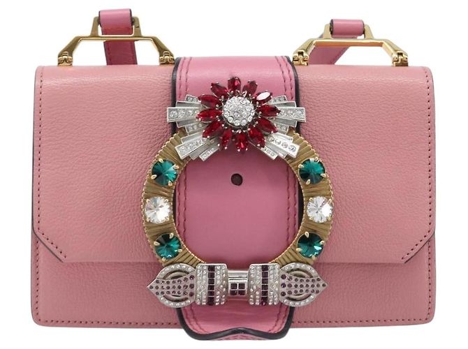 Borsa a tracolla Miu Miu Madras Bijoux in pelle Rosa Oro Auth ka6353V D'oro - vista 13