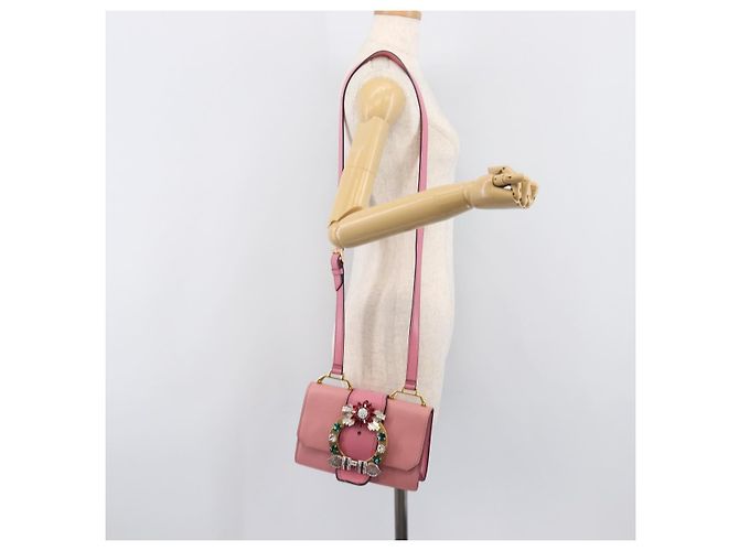 Borsa a tracolla Miu Miu Madras Bijoux in pelle Rosa Oro Auth ka6353V D'oro - vista 29