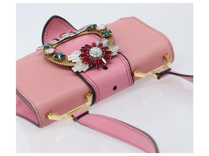 Borsa a tracolla Miu Miu Madras Bijoux in pelle Rosa Oro Auth ka6353V D'oro - vista 6