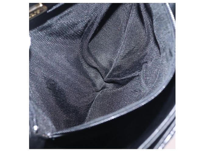 Bolsa de Ombro com Corrente Bally em Couro Preto e Tom Dourado Auth BA16159A - vista 12