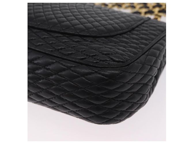 Bolsa de Ombro com Corrente Bally em Couro Preto e Tom Dourado Auth BA16159A - vista 16