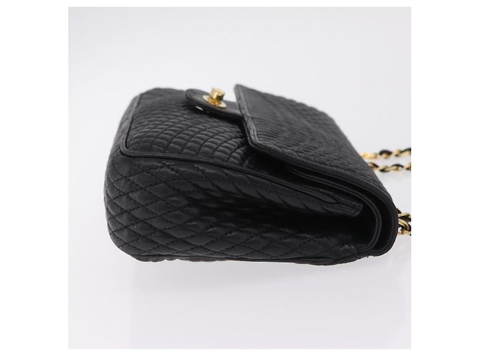 Bolsa de Ombro com Corrente Bally em Couro Preto e Tom Dourado Auth BA16159A - vista 3