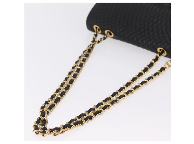 Bolsa de Ombro com Corrente Bally em Couro Preto e Tom Dourado Auth BA16159A - vista 7