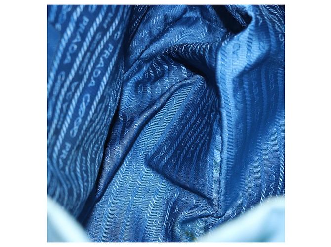 Mochila PRADA Nylon Azul Claro Plata Auth 200461 - vista 11