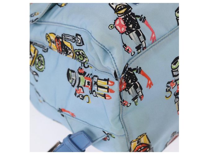 Mochila PRADA Nylon Azul Claro Plata Auth 200461 - vista 21
