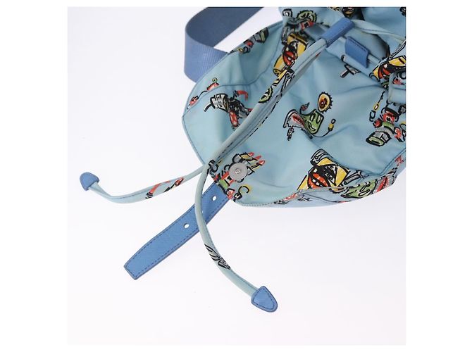 Mochila PRADA Nylon Azul Claro Plata Auth 200461 - vista 30