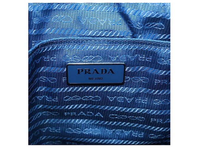 Mochila PRADA Nylon Azul Claro Plata Auth 200461 - vista 33