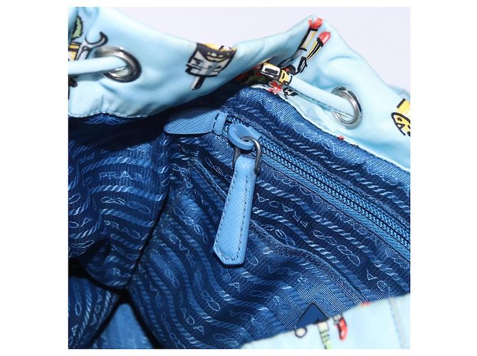 Mochila PRADA Nylon Azul Claro Plata Auth 200461 - vista 36