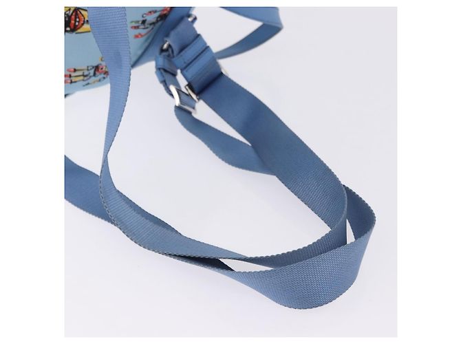 Mochila PRADA Nylon Azul Claro Plata Auth 200461 - vista 9