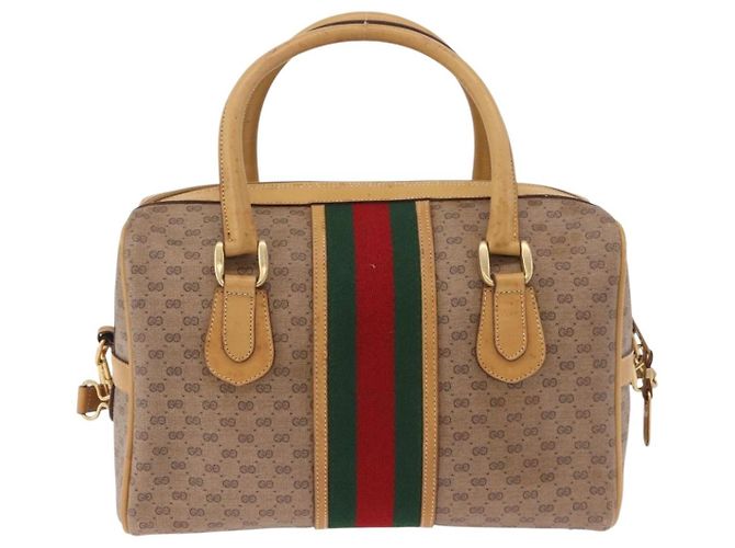 Borsa a mano GUCCI Micro GG Web Sherry Line PVC 2way Beige 002 58 4422 Auth mr2994 - vista 3