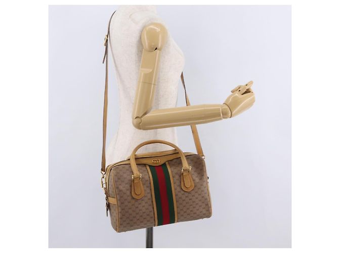 Borsa a mano GUCCI Micro GG Web Sherry Line PVC 2way Beige 002 58 4422 Auth mr2994 - vista 32