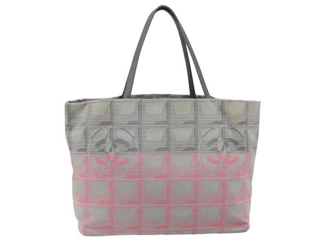 CHANEL New Travel Line Tote Bag aus Canvas Grau Silber CC Auth bs37392A Braun - Ansicht 2