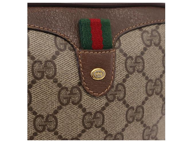 Borsa GUCCI GG Supreme Web Sherry Line PVC Beige Oro 89 02 066 Auth ka6349 D'oro - vista 19