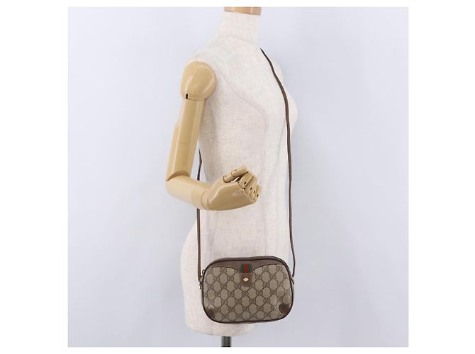 Borsa GUCCI GG Supreme Web Sherry Line PVC Beige Oro 89 02 066 Auth ka6349 D'oro - vista 23