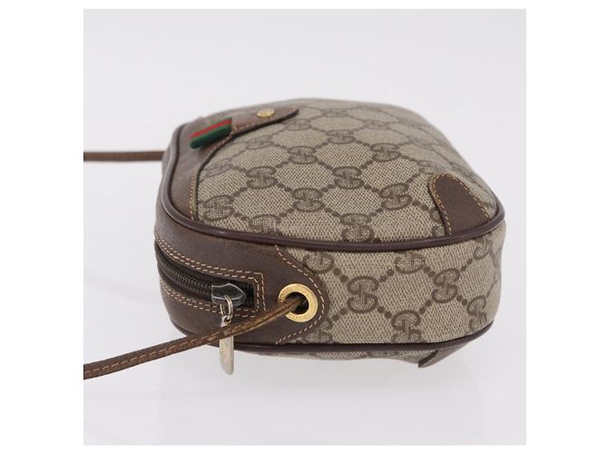 Borsa GUCCI GG Supreme Web Sherry Line PVC Beige Oro 89 02 066 Auth ka6349 D'oro - vista 4