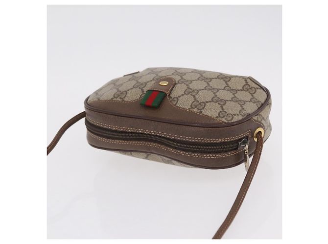 Borsa GUCCI GG Supreme Web Sherry Line PVC Beige Oro 89 02 066 Auth ka6349 D'oro - vista 6
