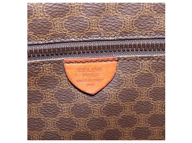 Céline Borsa Tote CELINE Macadam Canvas PVC Pelle Brown Gold Auth ep16157 Marrone D'oro - vista 12