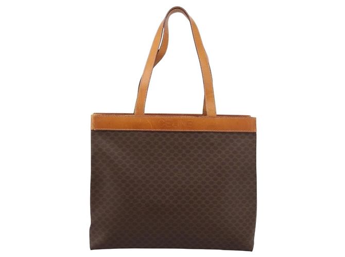 Céline Borsa Tote CELINE Macadam Canvas PVC Pelle Brown Gold Auth ep16157 Marrone D'oro - vista 13