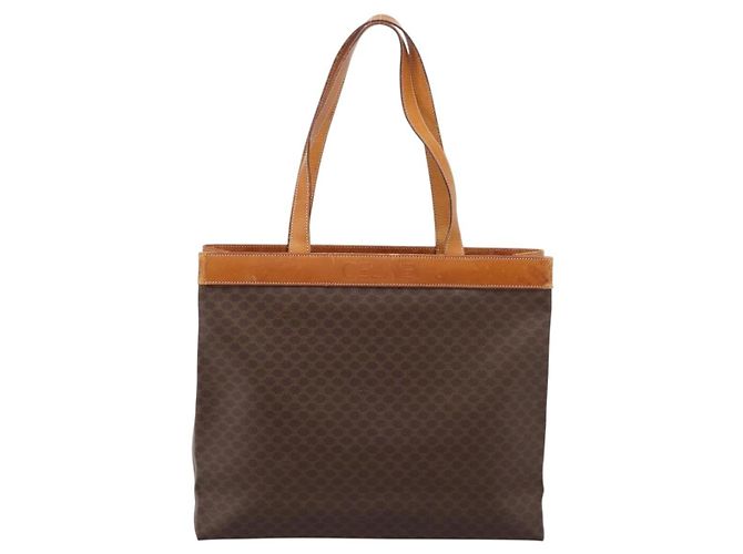 Céline Borsa Tote CELINE Macadam Canvas PVC Pelle Brown Gold Auth ep16157 Marrone D'oro - vista 2