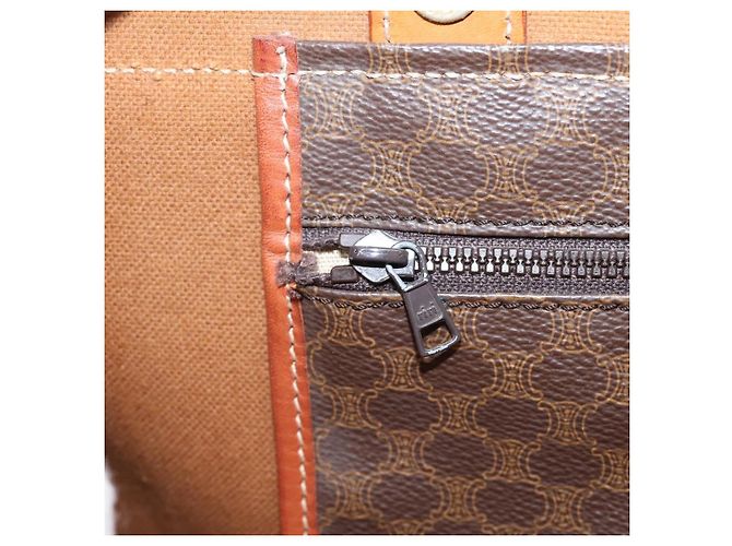 Céline Borsa Tote CELINE Macadam Canvas PVC Pelle Brown Gold Auth ep16157 Marrone D'oro - vista 21