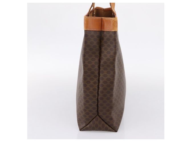 Céline Borsa Tote CELINE Macadam Canvas PVC Pelle Brown Gold Auth ep16157 Marrone D'oro - vista 4